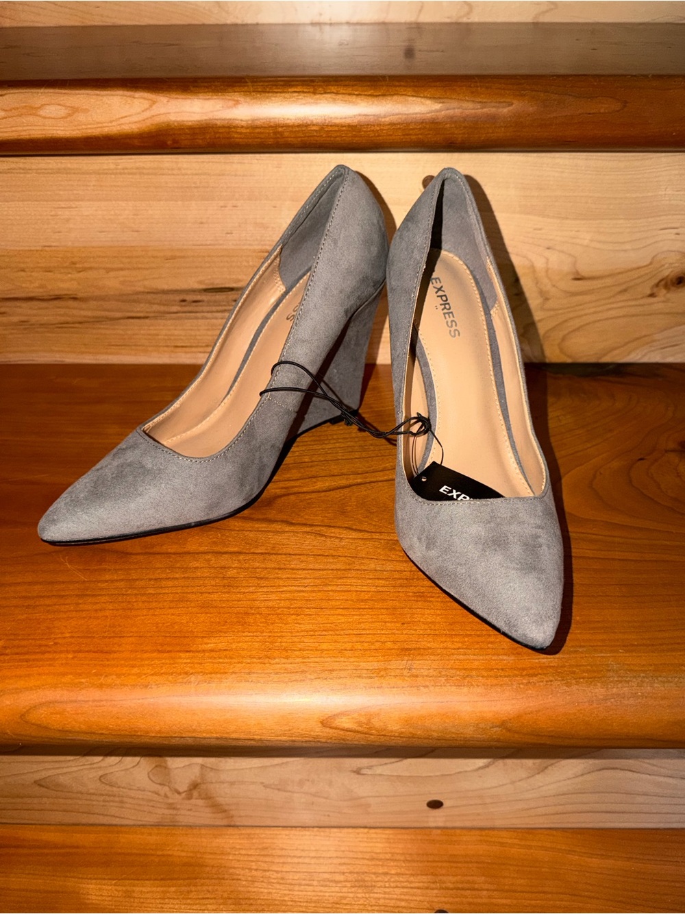 Express Gray Suede Pointed High Heels